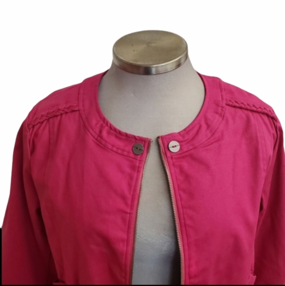 PINKISH RED ☆ CROPPED ☆ ZIP FRONT JACKET ☆ 1X ☆  NWOT - Picture 4 of 12